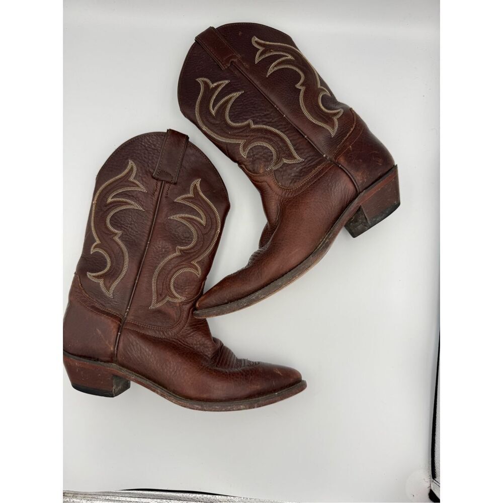 Justin Mens Brown Bay Apache Full Grain Leather Buck Western Cowboy Boots Size 9